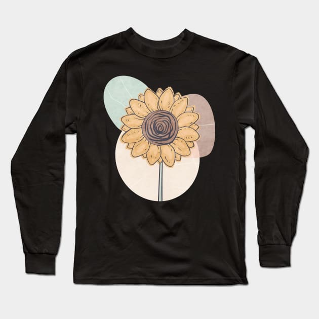 Bohemian Aesthetic Sunflower Retro Pastel Long Sleeve T-Shirt by Alex21